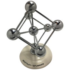 Atomium Bruxelles Souvenir Ceramic and Chrome Sculpture from Brussels