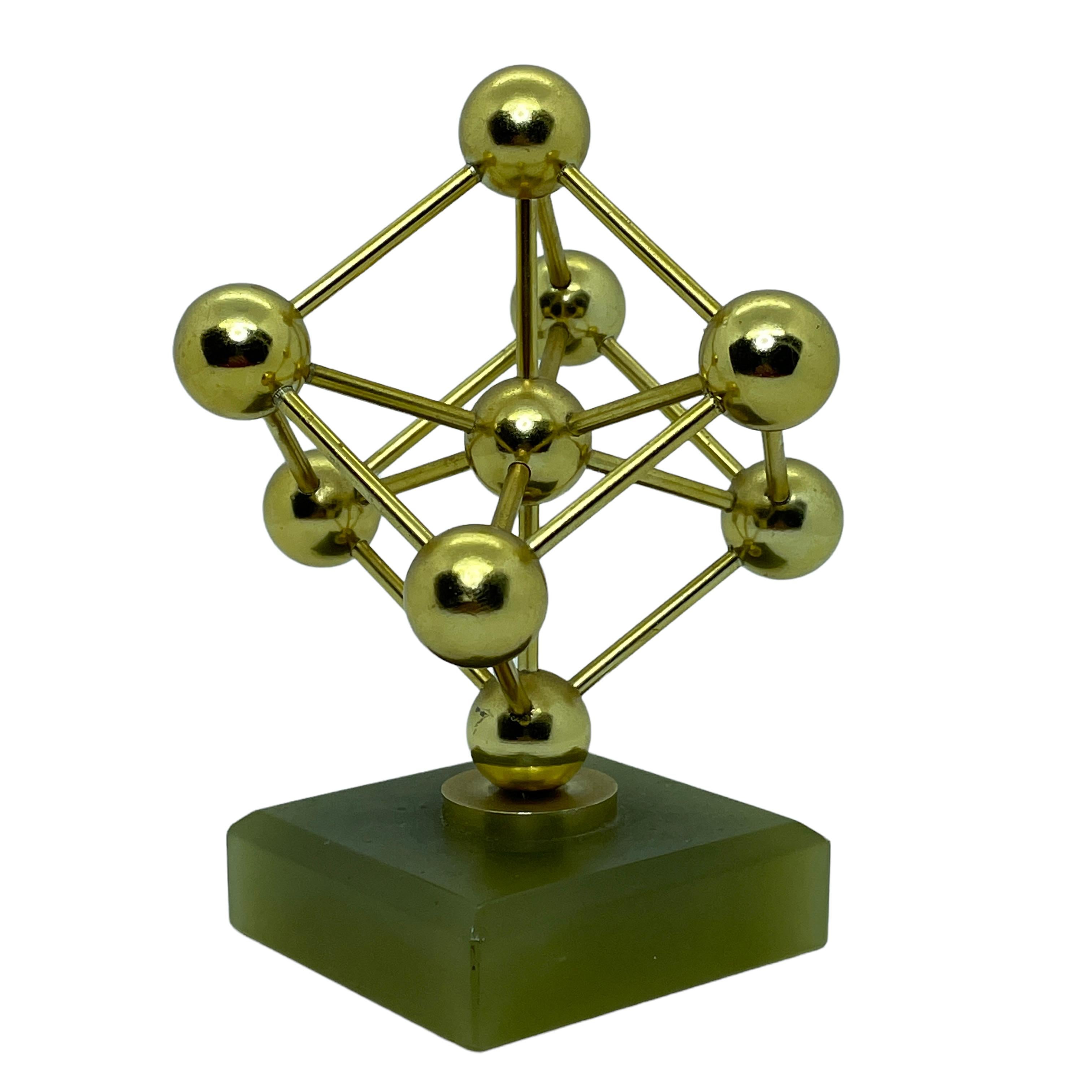 Art Deco Atomium Souvenir Building Sculpture on a Marble Base, Marked Bruxelles 1958