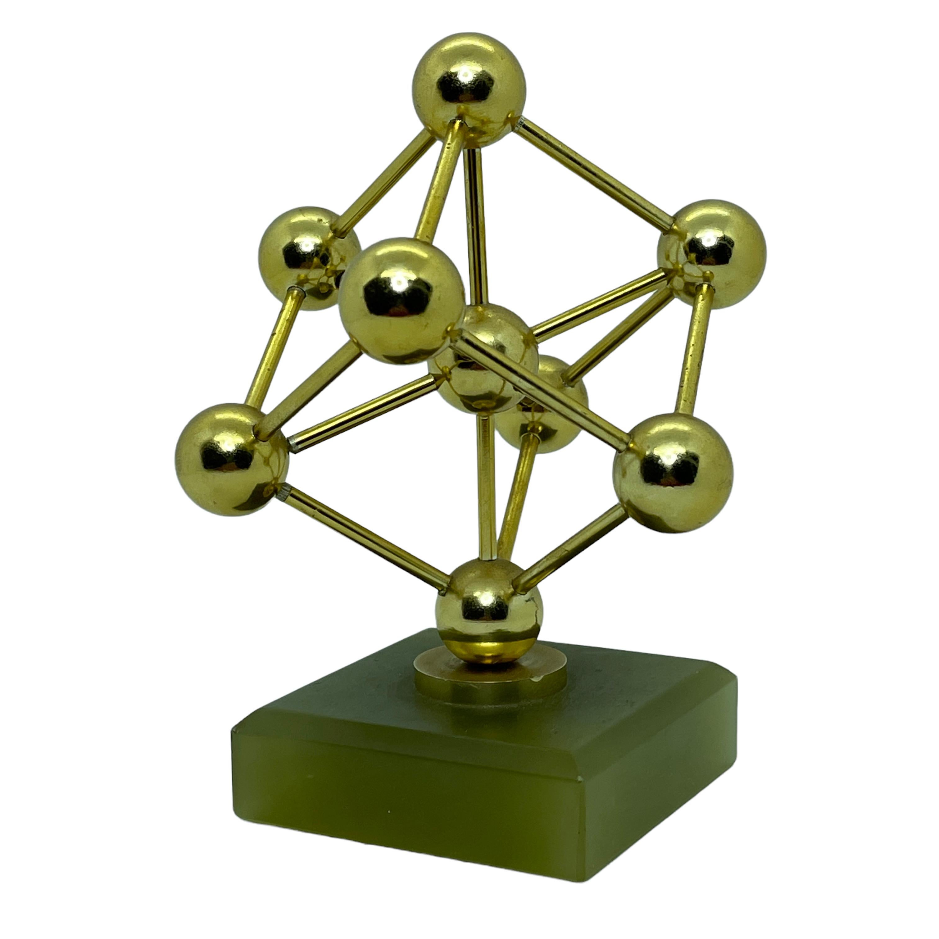 Belgian Atomium Souvenir Building Sculpture on a Marble Base, Marked Bruxelles 1958