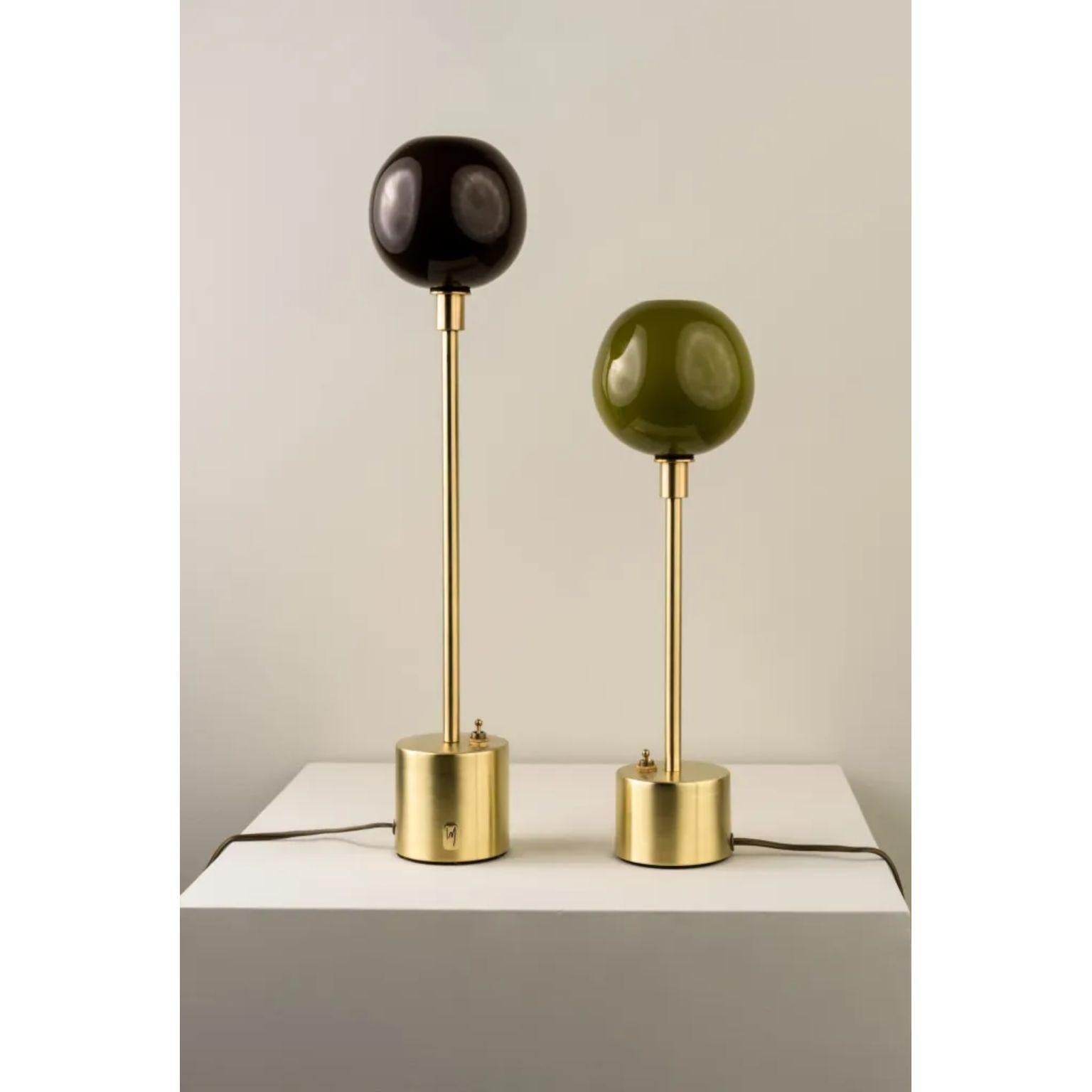 Mexican Átomo Coffee Blown Glass and Brass Table Lamp by Isabel Moncada For Sale