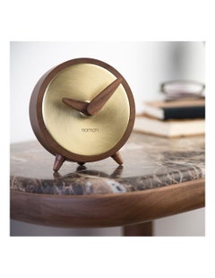Átomo G Table Clock by Nomon, Polished Brass & Walnut, Modern Design