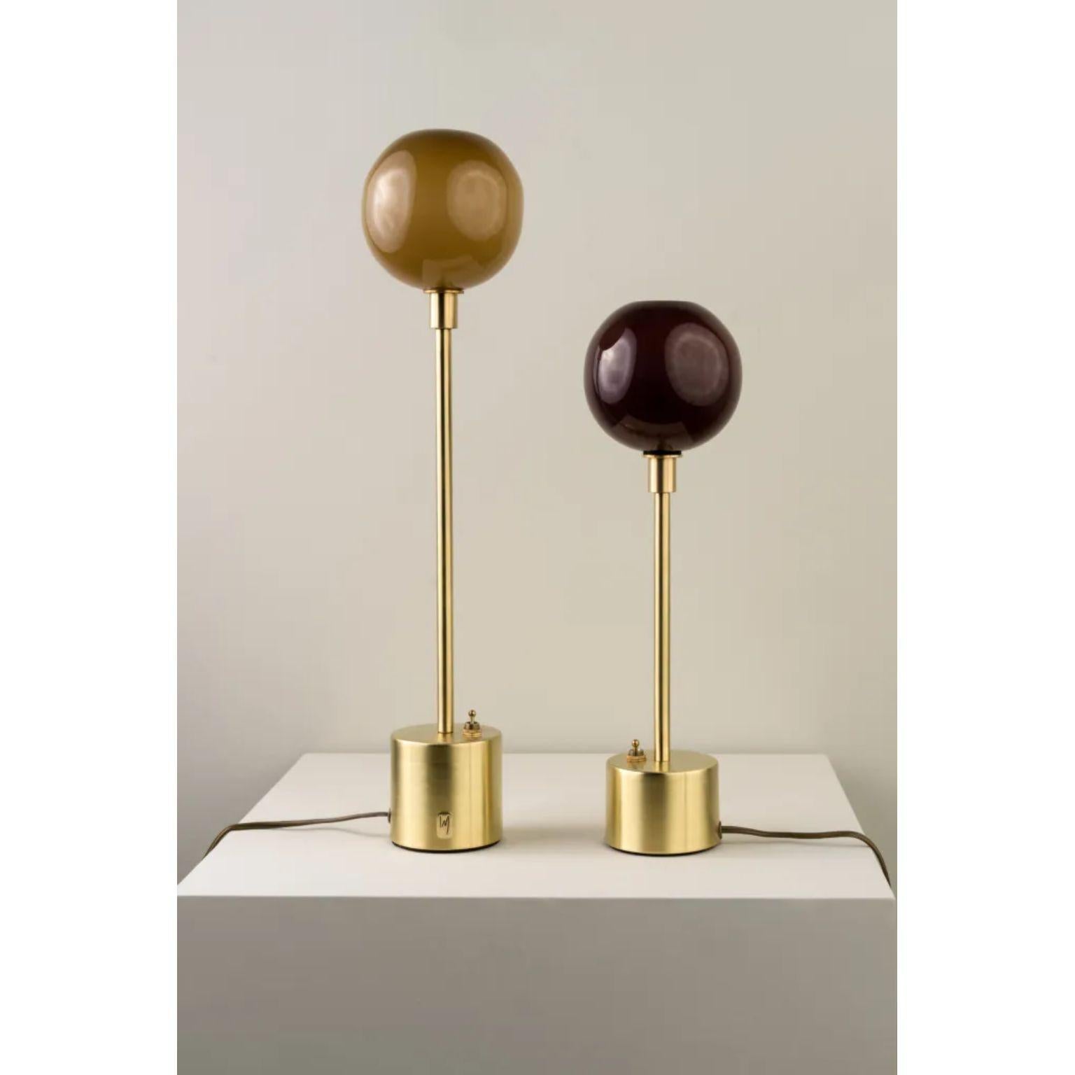 Mexican Átomo Sand Blown Glass and Brass Table Lamp by Isabel Moncada For Sale