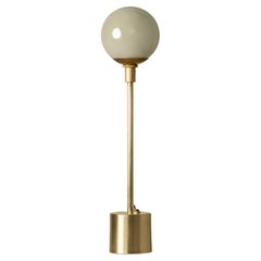 Átomo Table Lamp w/Brushed Brass, Blown Glass Globe, Customizable, Made in MX