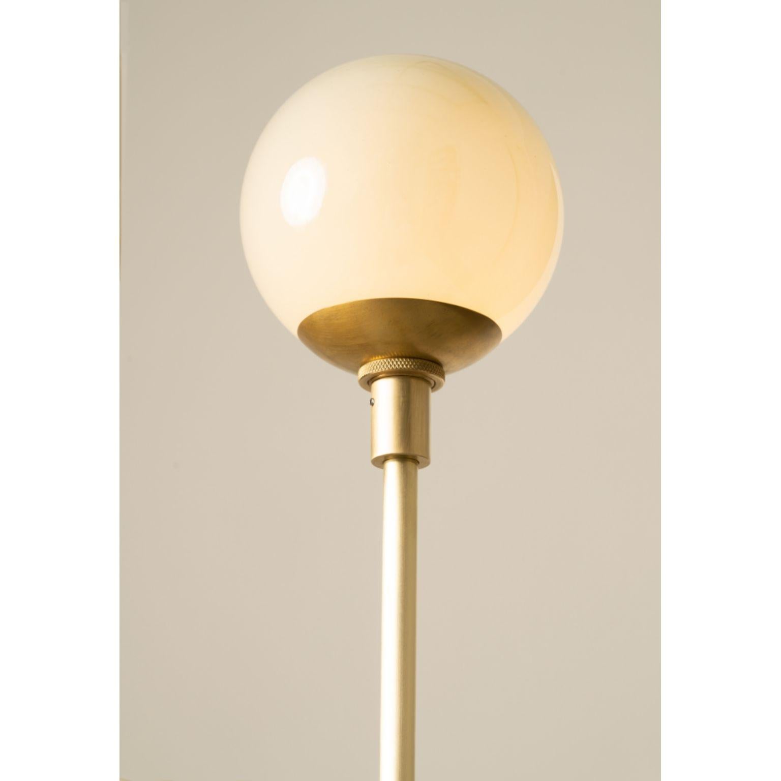 Mexican Átomo White Blown Glass and Brass Table Lamp by Isabel Moncada For Sale