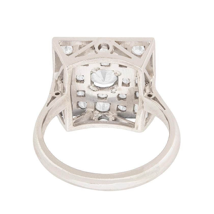 Art Deco Square Diamond Cluster Ring, circa 1930s In Good Condition For Sale In London, GB