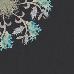 Atra Flower Wallpaper Geometric Botanical in Slate