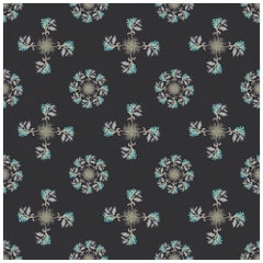 Atra Flower Wallpaper in Slate - Botanical/ Geometric