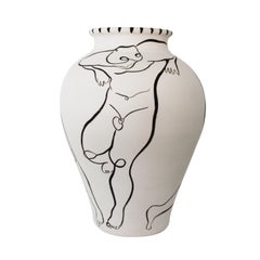 Vase en céramique peint à la main « Atrapados » par Andrea Santamarina, Espagne, 2020
