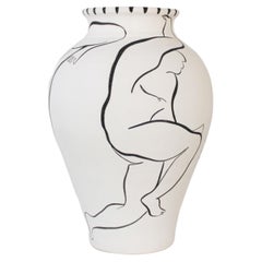 Vase en céramique peint à la main « Atrapados » par Andrea Santamarina, Espagne, 2020