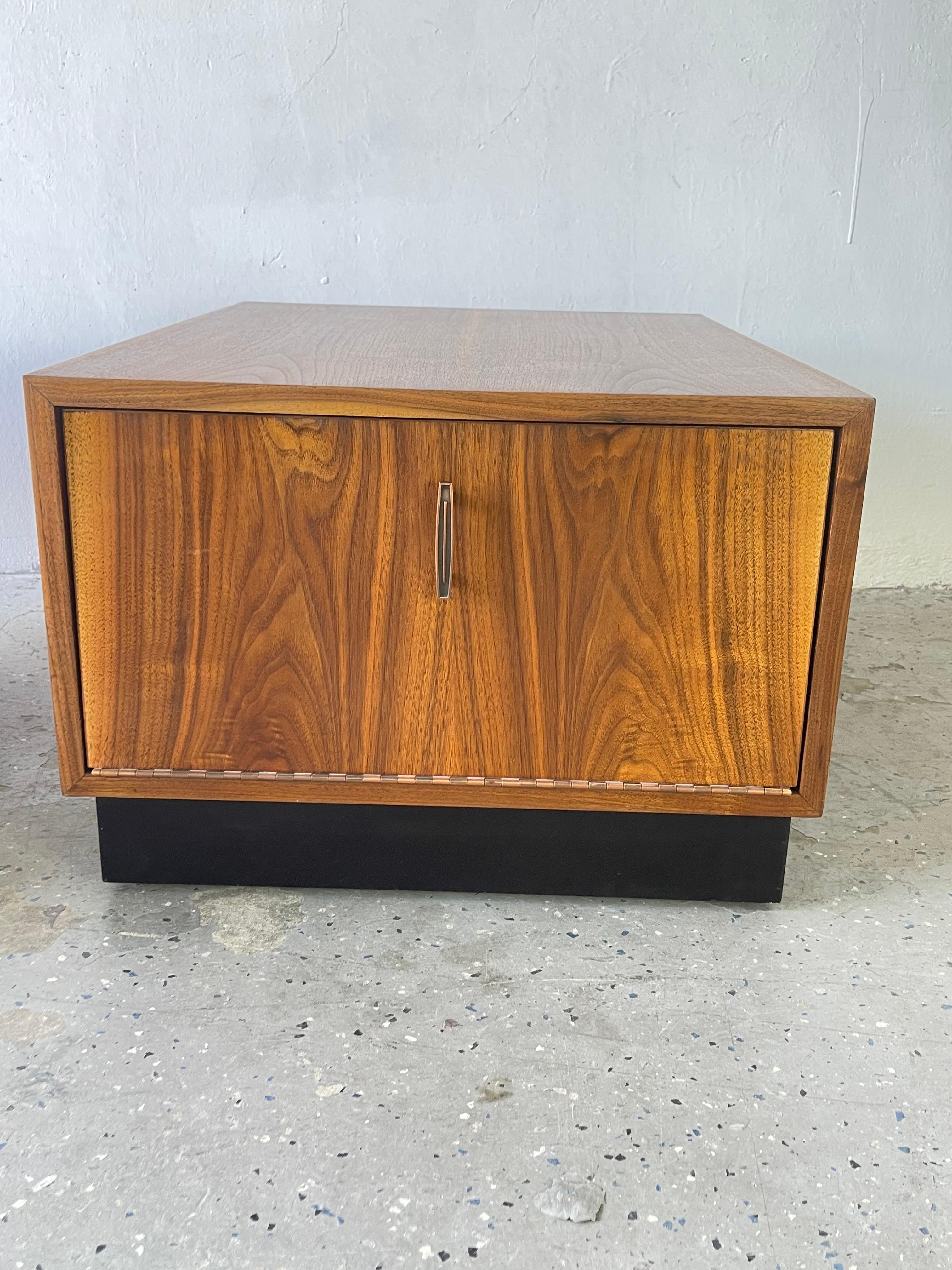 Mid-20th Century Atrib Adrian Pearsall Mid Century Walnut Side Cubed/ Rectangular Tables Cabinets For Sale