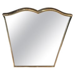 Atrib to Fontana Arte “Gio Ponti” Mirror Brass Wood Mirrored Glass, 1950, Italy