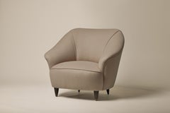 Vintage Gio Ponti Style Italian Club Chair in Wool and Wood, 1950s
