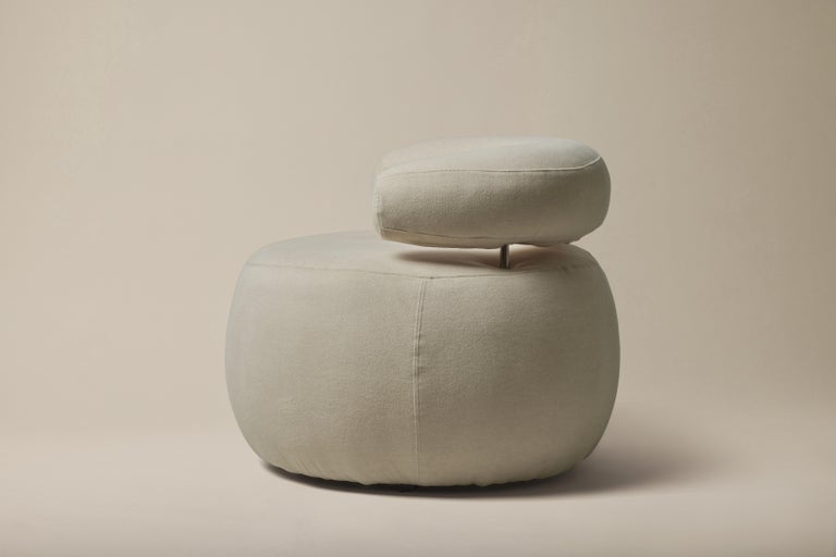 Wool Atrio Vintage Roche Bobois Style Pouf Lounge Chair in Cashmere, 1970s For Sale