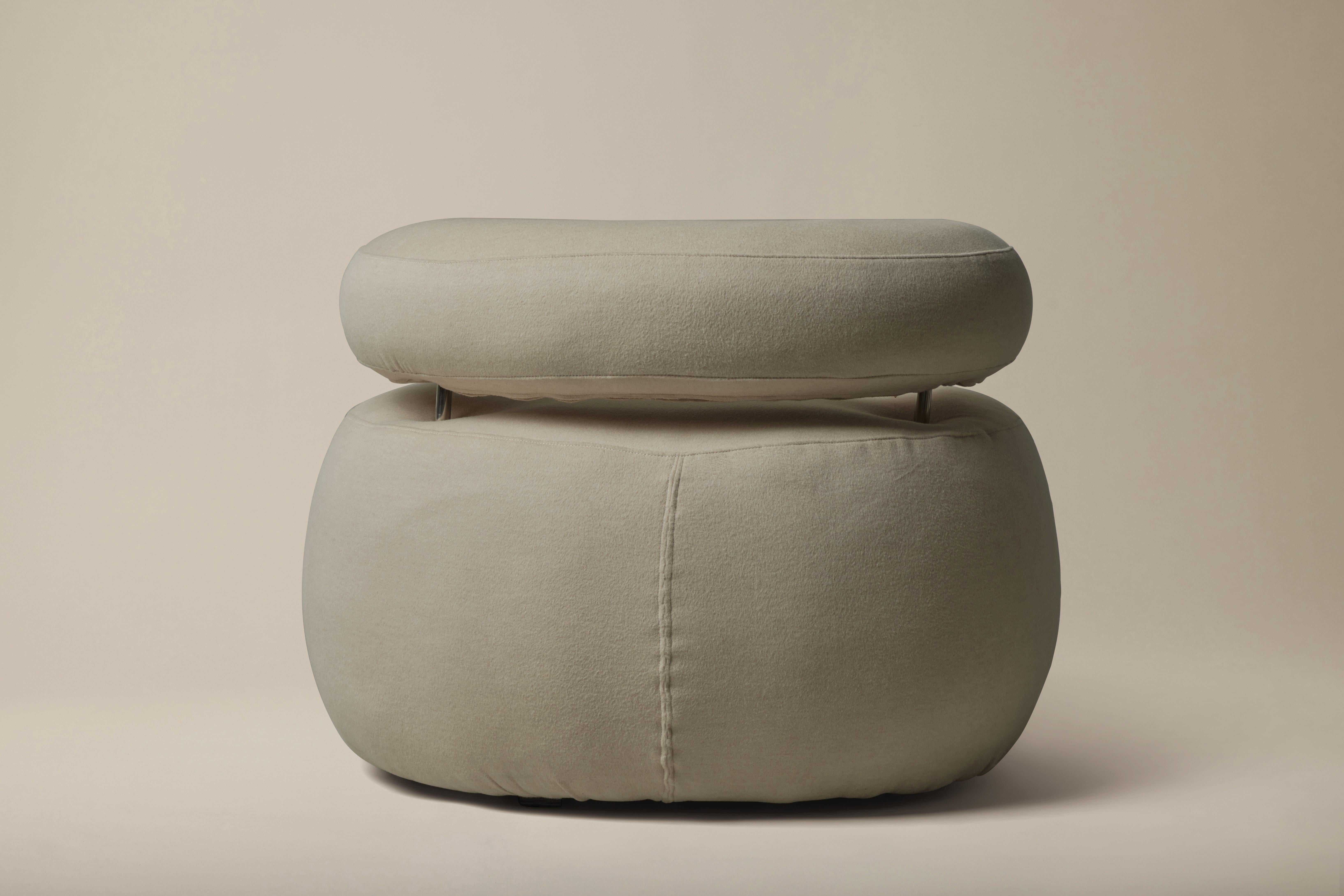 Wool Atrio Vintage Roche Bobois Style Pouf Lounge Chair in Cashmere, 1970s For Sale
