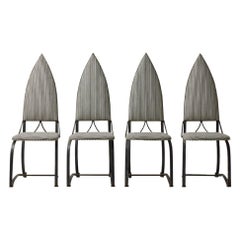 Vintage Set of 4 Pyramid Back Outdoor Dining Chairs in Iron, 1960s