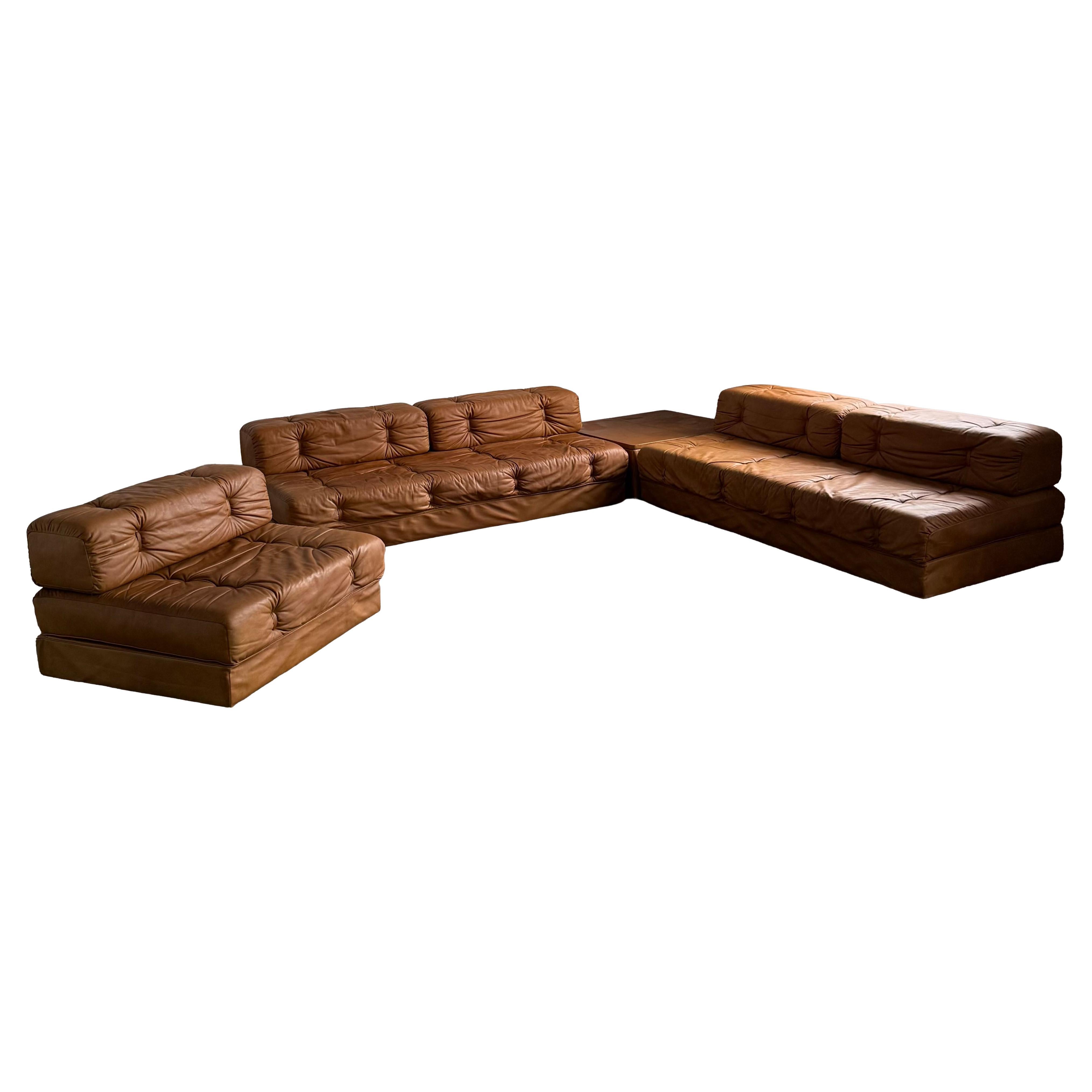 Atrium Sofa Living Room Set in Cognac Leather by Wittmann, Austria 1970s