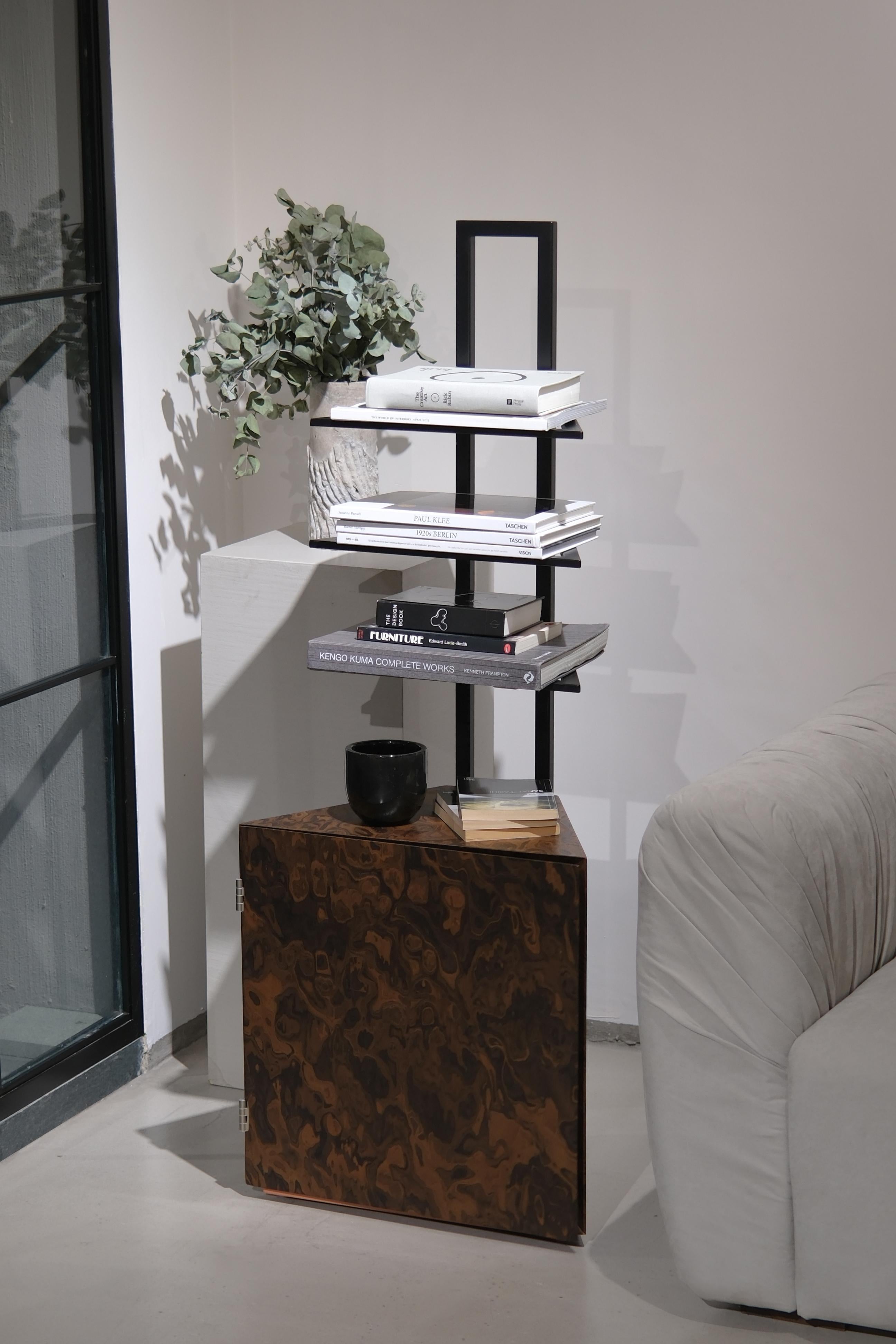 Modern Atrium, Wood and Metal Bookshelf, Studio Mohs For Sale