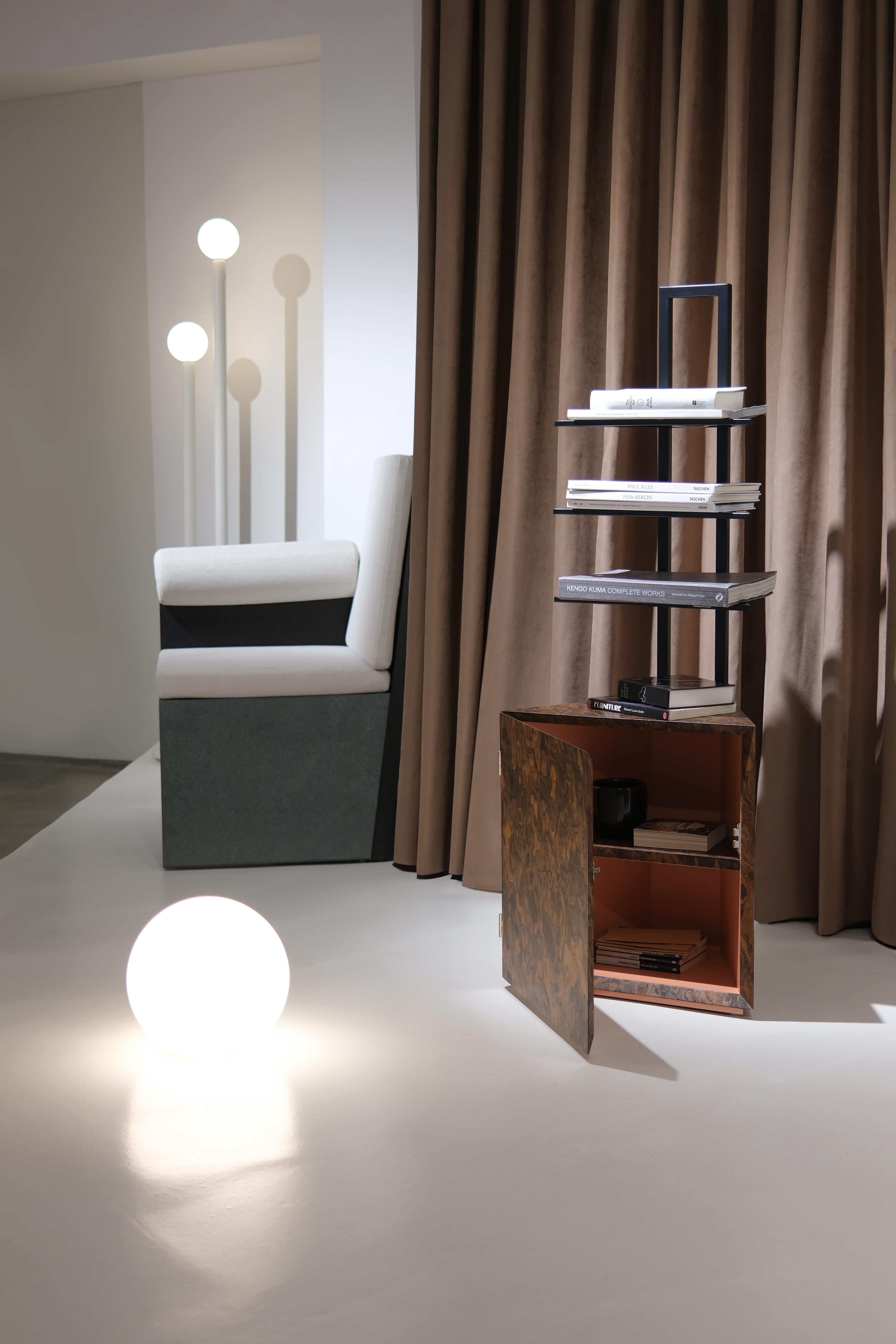 Contemporary Atrium, Wood and Metal Bookshelf, Studio Mohs For Sale