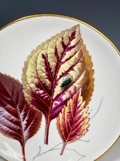 Atrrib Minton Aesthetic Movement Hand Painted Cabinet Dessert Plate Leaf Decor