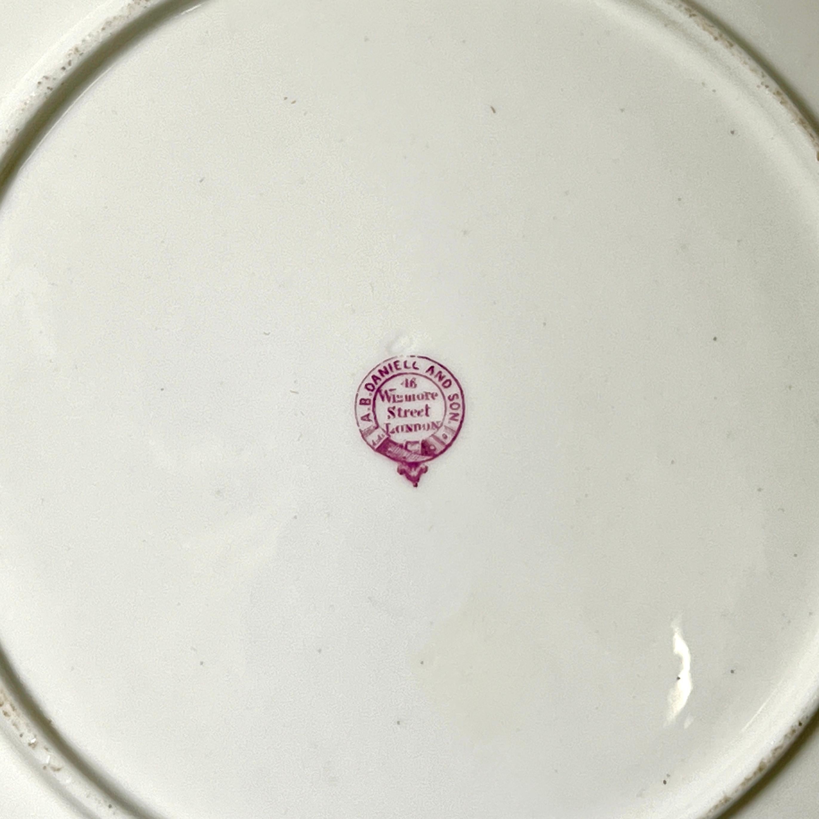 Atrrib Minton Aesthetic Movement Pintado a Mano Plato de Postre Decoración de Hoja de Gabinete Pintado a mano en venta