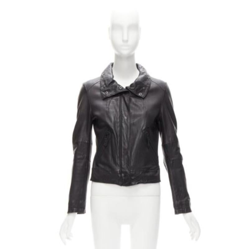 ATSURO TAYAMA black sheepskin leather 2 way collar biker jacket US4 S For Sale 5