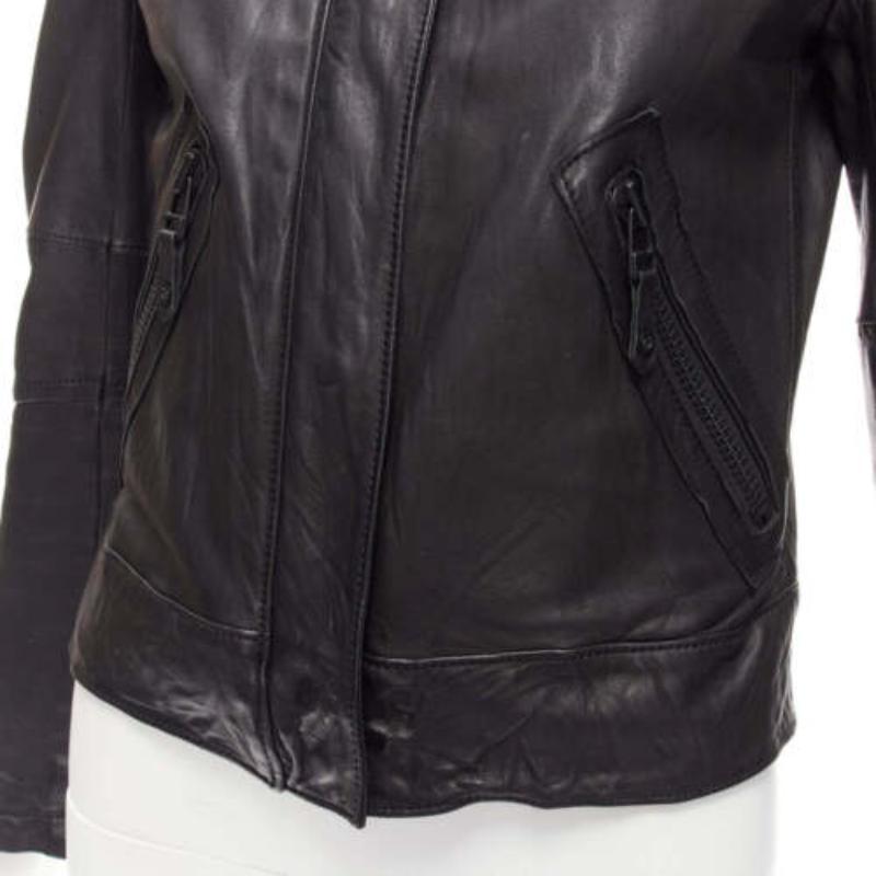 ATSURO TAYAMA black sheepskin leather 2 way collar biker jacket US4 S
Reference: CELG/A00383
Brand: Atsuro Tayama
Material: Leather
Color: Black
Pattern: Solid
Closure: Zip
Lining: Multicolour Fabric
Made in: China

CONDITION:
Condition: Good, this