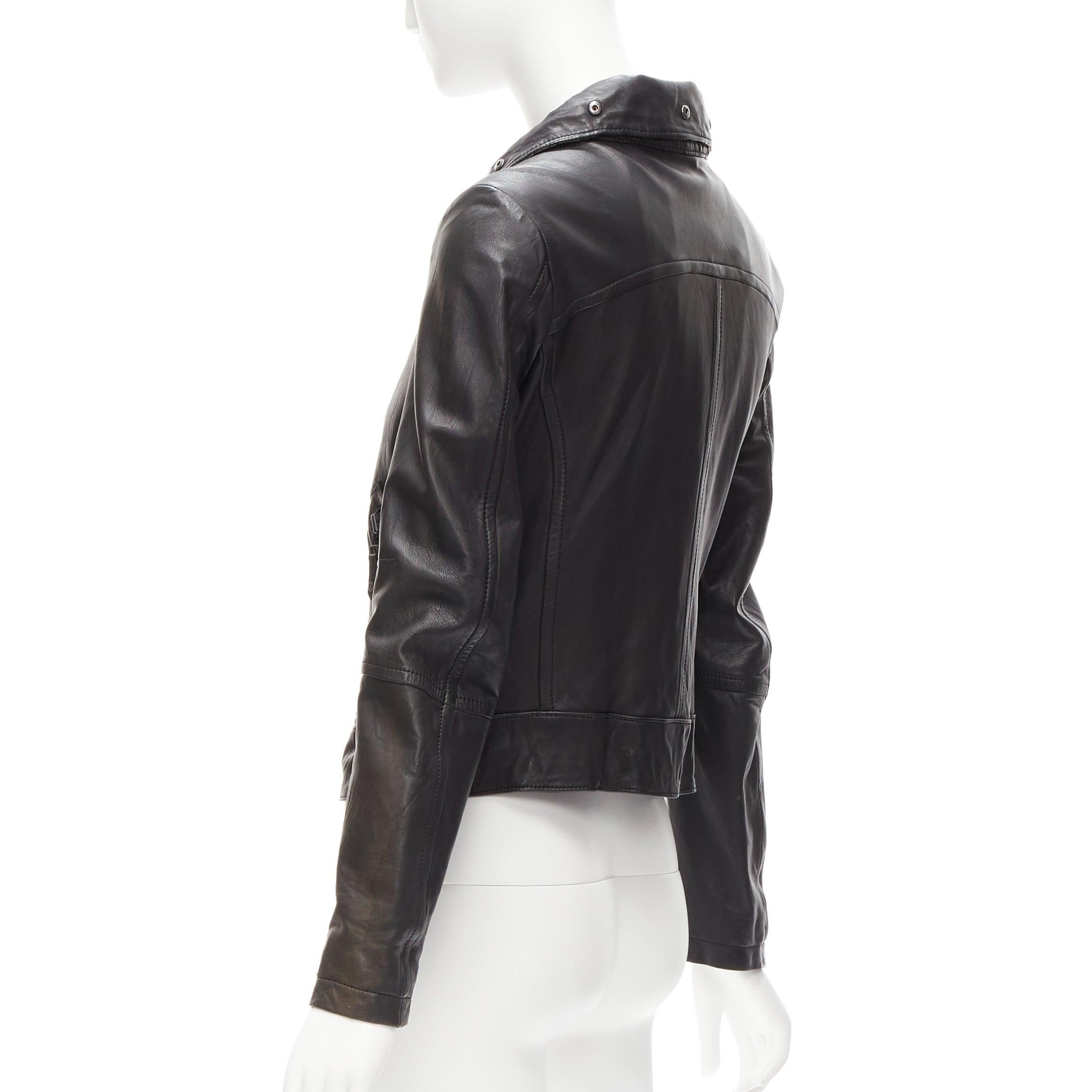 ATSURO TAYAMA black sheepskin leather 2 way collar biker jacket US4 S For Sale 1