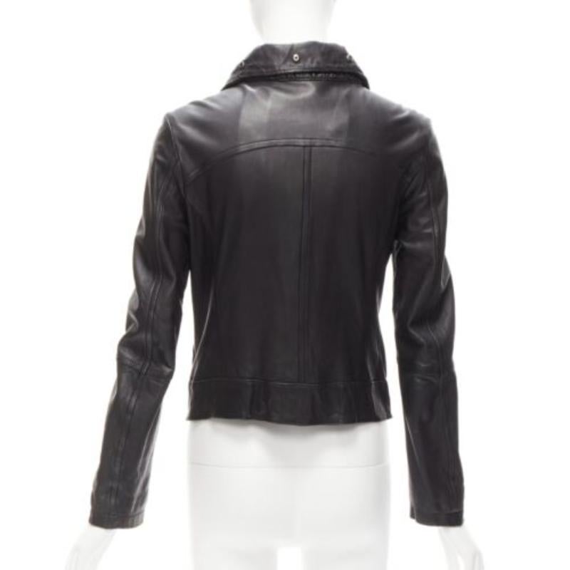 ATSURO TAYAMA black sheepskin leather 2 way collar biker jacket US4 S For Sale 1