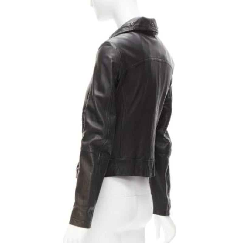 ATSURO TAYAMA black sheepskin leather 2 way collar biker jacket US4 S For Sale 2