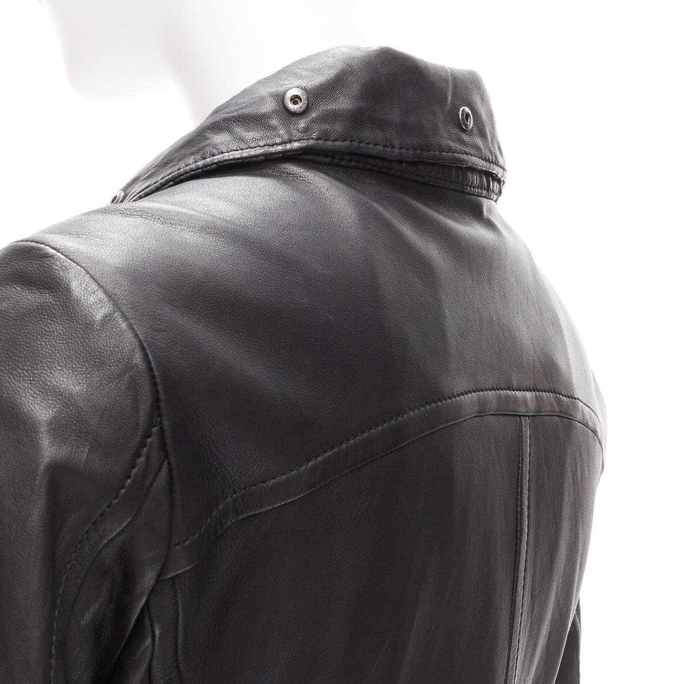 ATSURO TAYAMA black sheepskin leather 2 way collar biker jacket US4 S For Sale 3