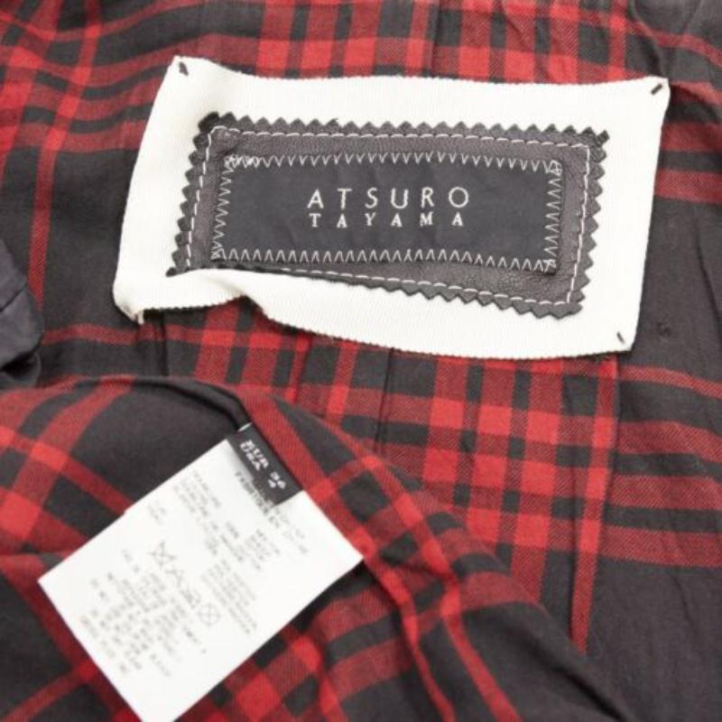 ATSURO TAYAMA black sheepskin leather 2 way collar biker jacket US4 S For Sale 4
