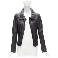 ATSURO TAYAMA black sheepskin leather 2 way collar biker jacket US4 S