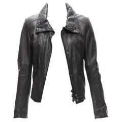 ATSURO TAYAMA black sheepskin leather 2 way collar biker jacket US4 S