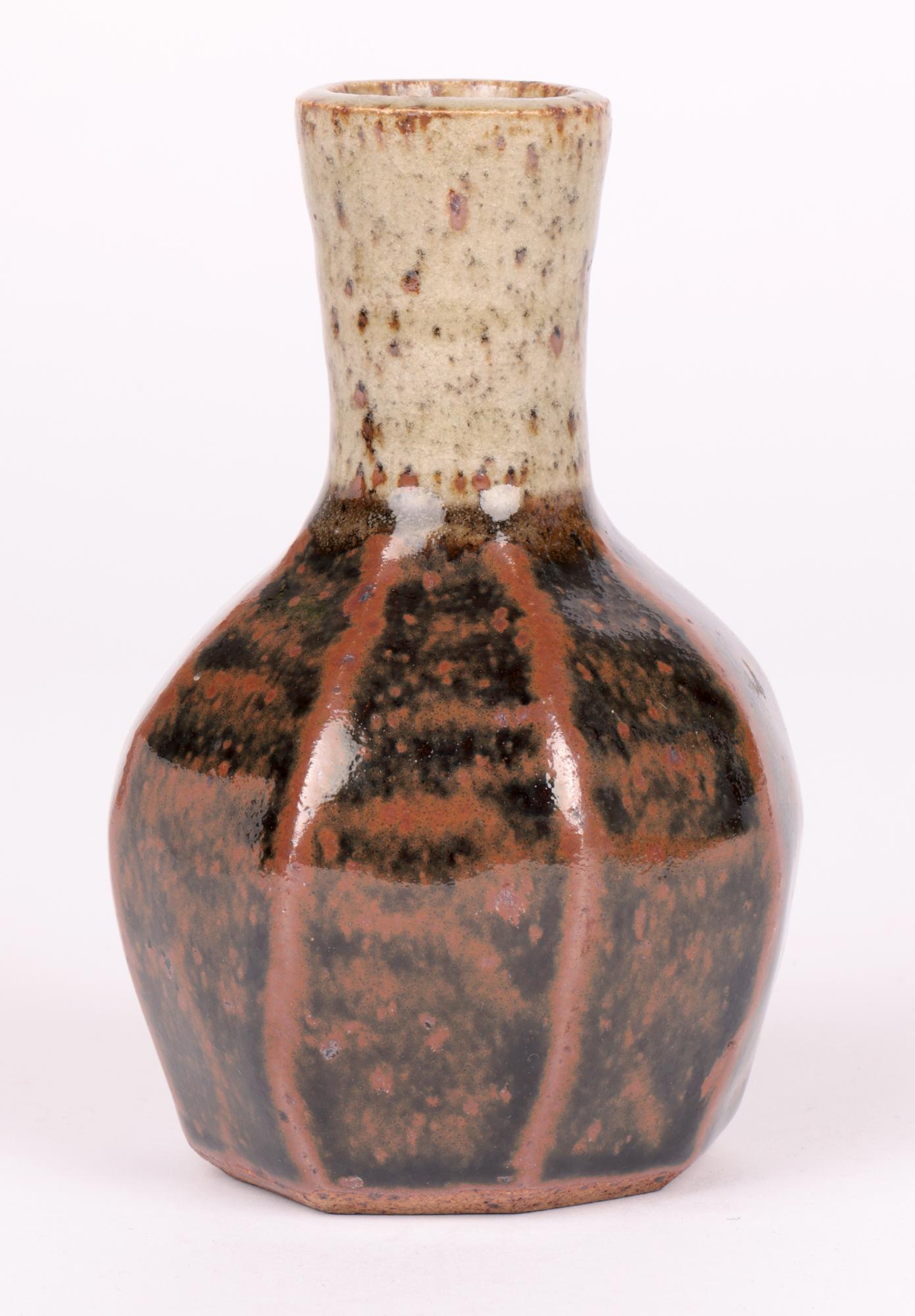 Atsuya Hamada Studio Pottery Faceted Bud Vase For Sale 2