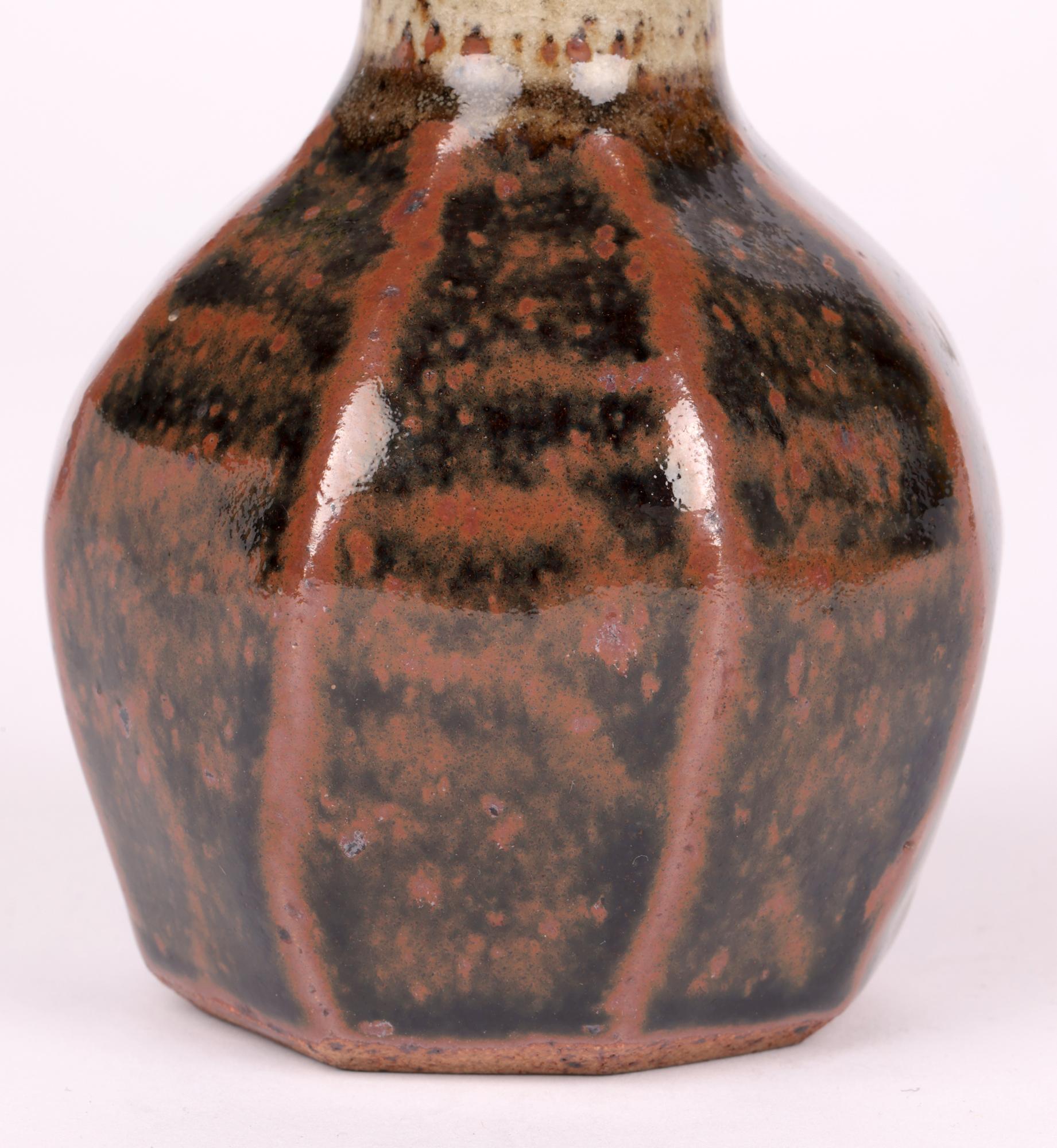 Mid-Century Modern Atsuya Hamada Studio Pottery Faceted Bud Vase For Sale