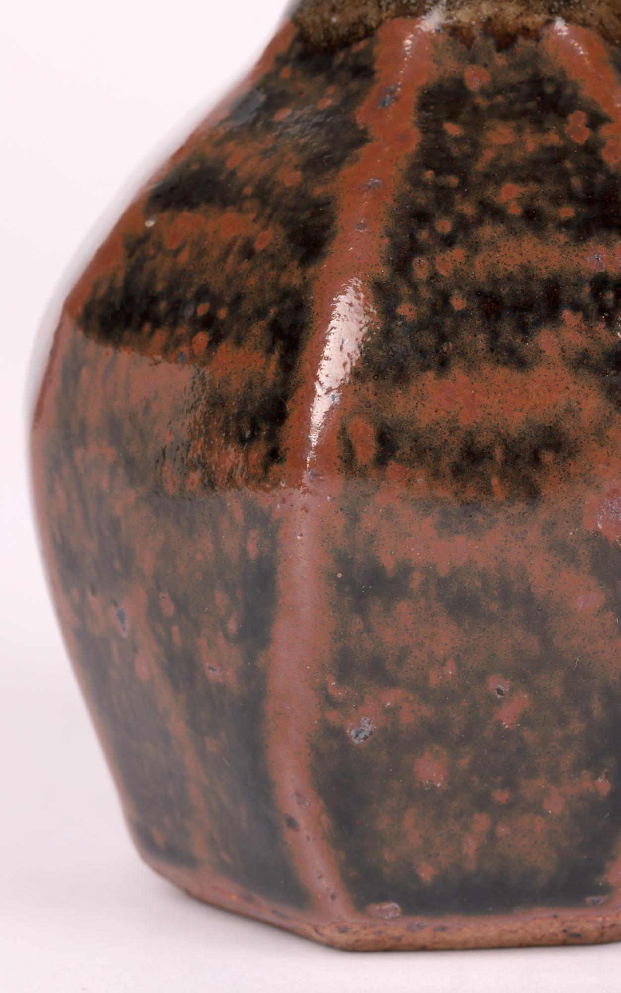 English Atsuya Hamada Studio Pottery Faceted Bud Vase For Sale