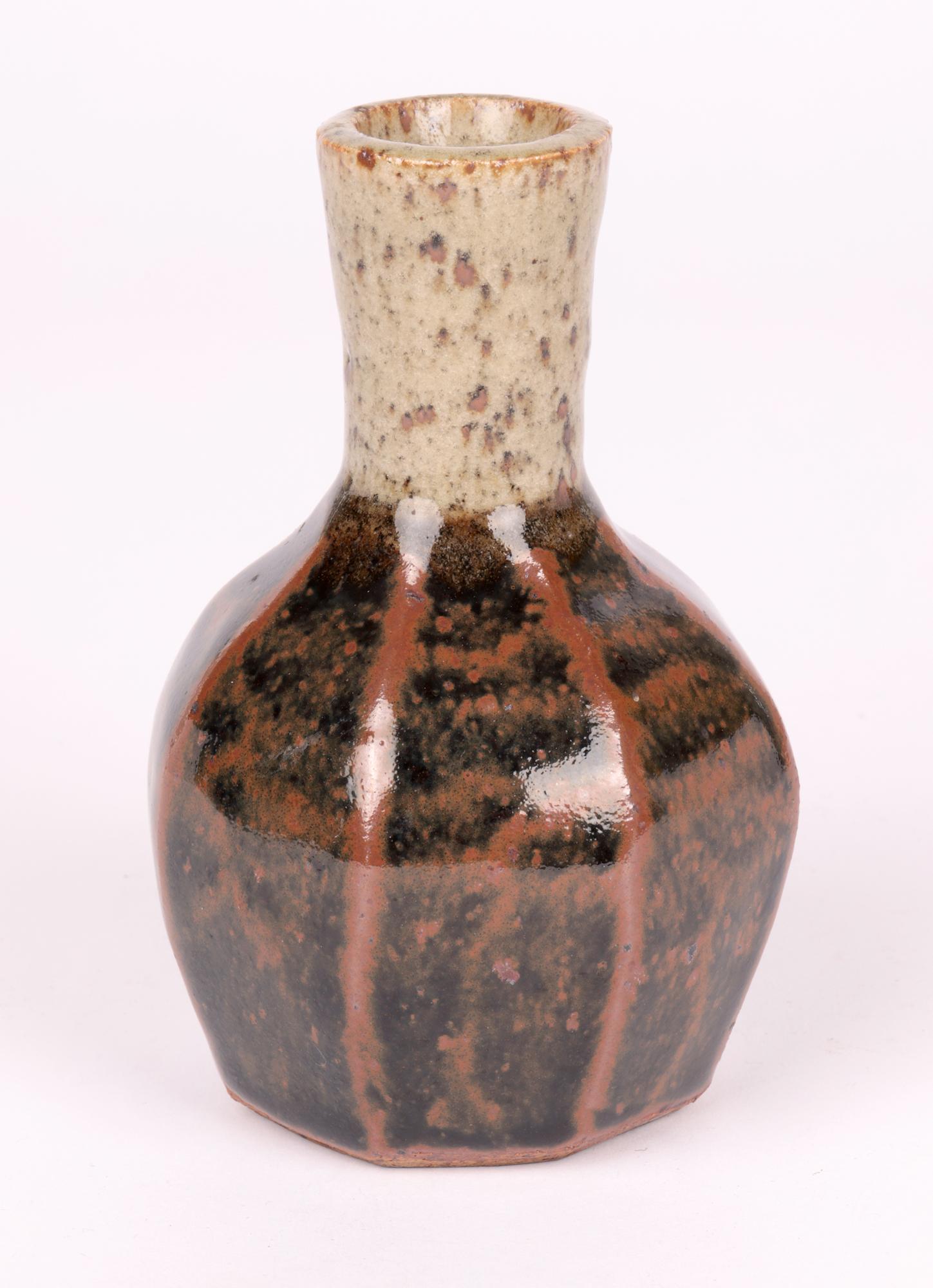 Mid-20th Century Atsuya Hamada Studio Pottery Faceted Bud Vase For Sale