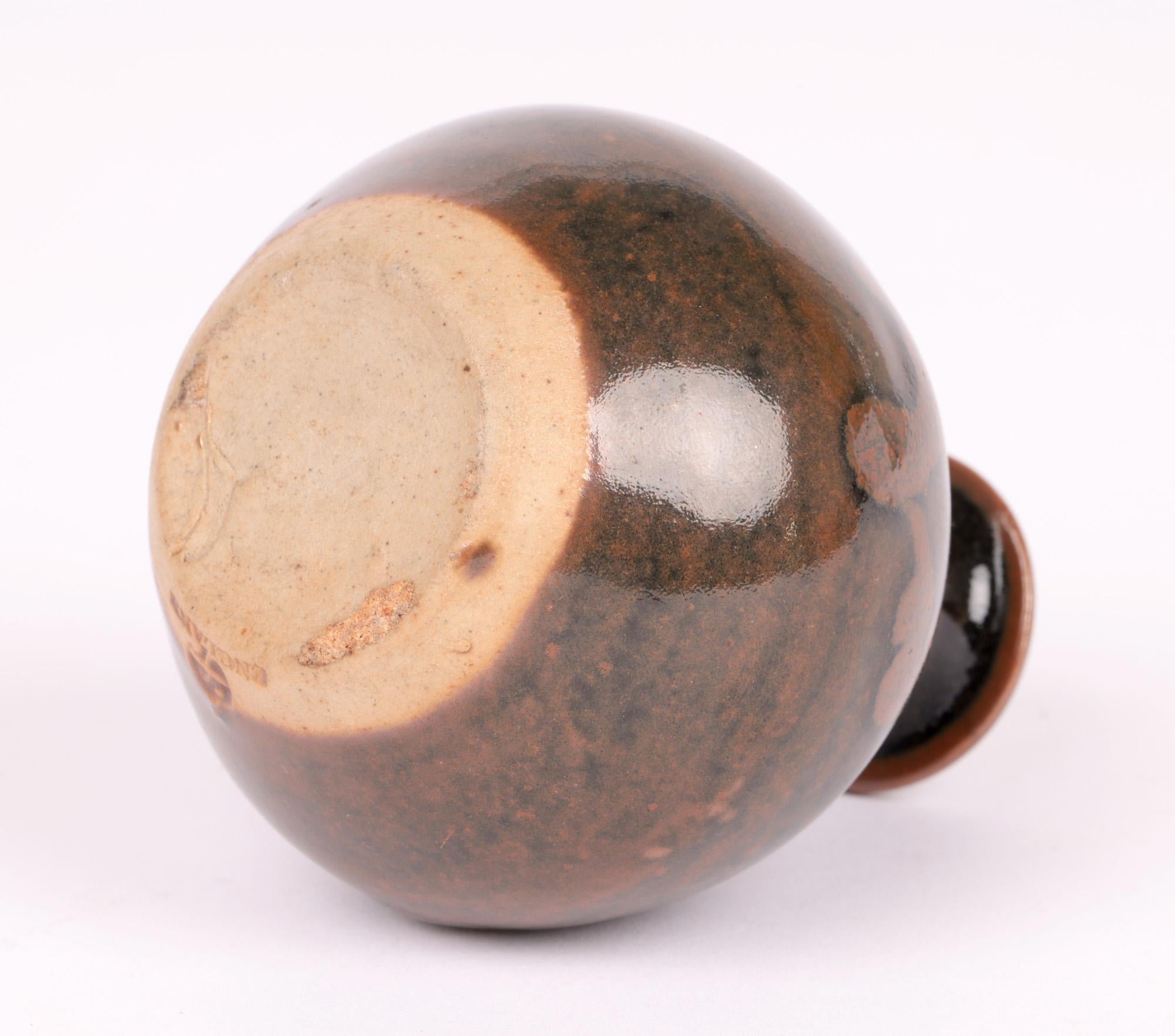Atsuya Hamada Studio Pottery Miniature Tenmoku Glazed Vase For Sale 3