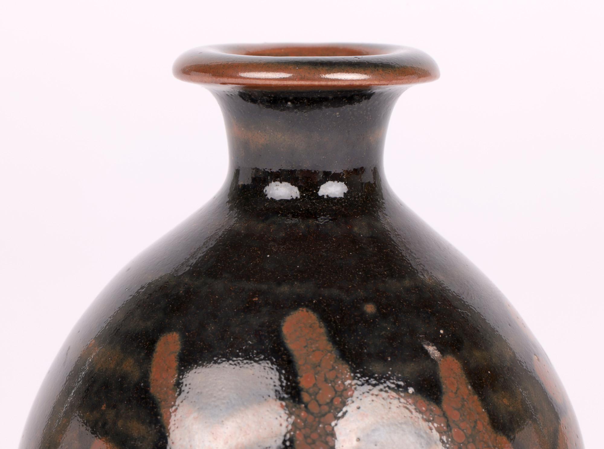 A very fine vintage handcrafted Studio Pottery miniature tenmoku glazed vase by renowned potter Atsuya Hamada (Japanese, 1932-1986) and made at the Leach Pottery in St Ives, Cornwall dating from around 1958. 

Richard Batterham (British, 1936 –