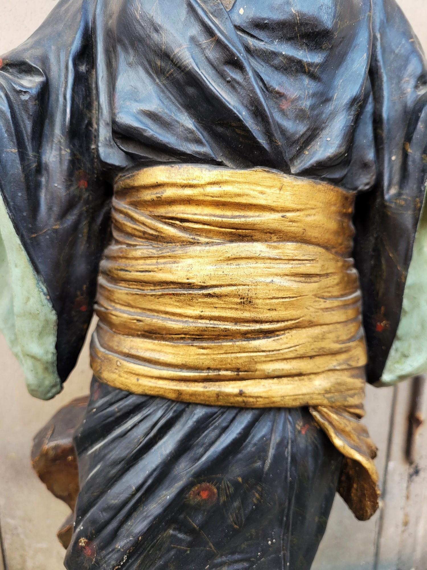 Att à Goldscheider, Sculpture japonaise en terre cuite peinte, XIXe siècle en vente 5