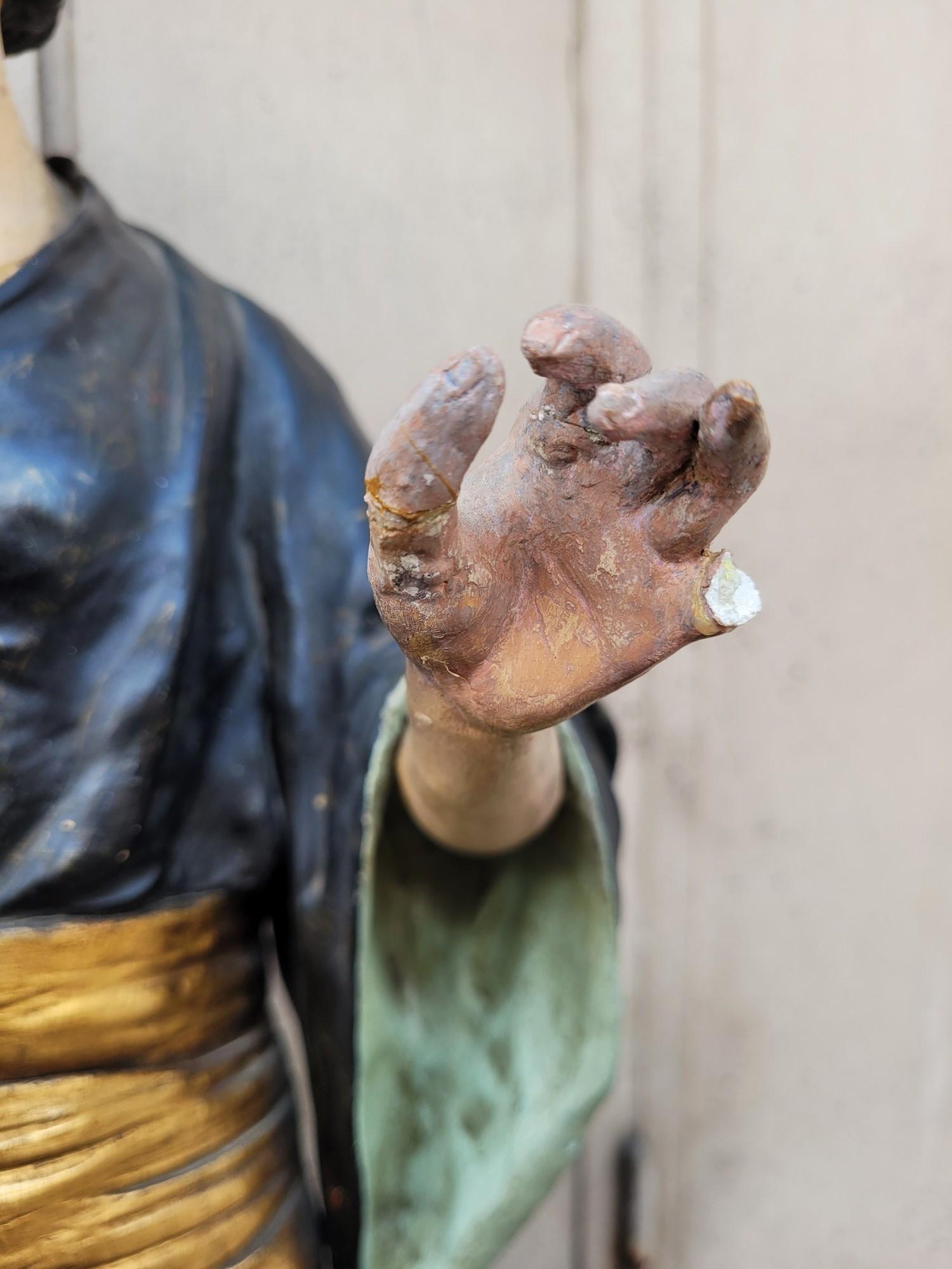 Att à Goldscheider, Sculpture japonaise en terre cuite peinte, XIXe siècle en vente 6