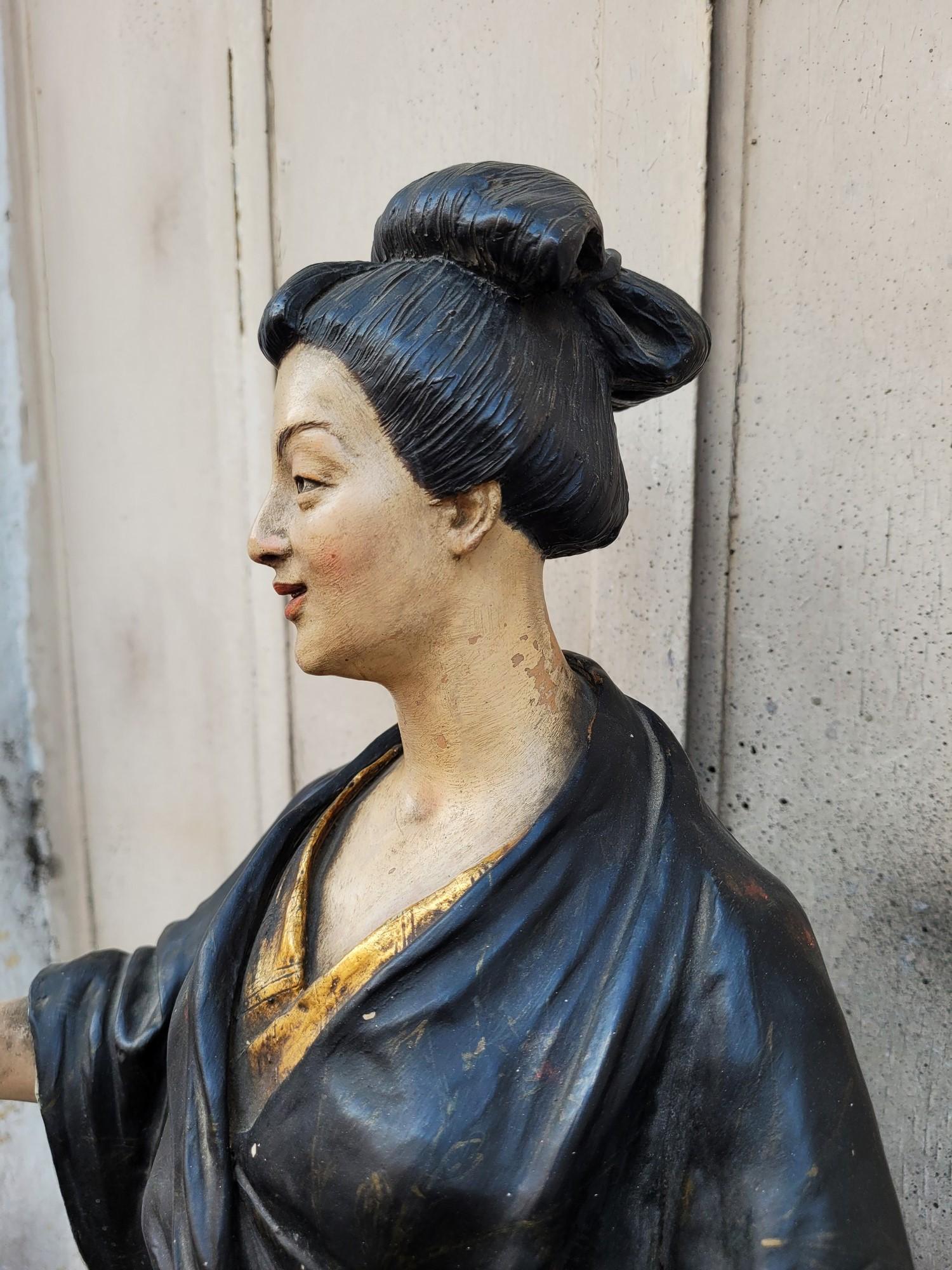 Att à Goldscheider, Sculpture japonaise en terre cuite peinte, XIXe siècle en vente 7