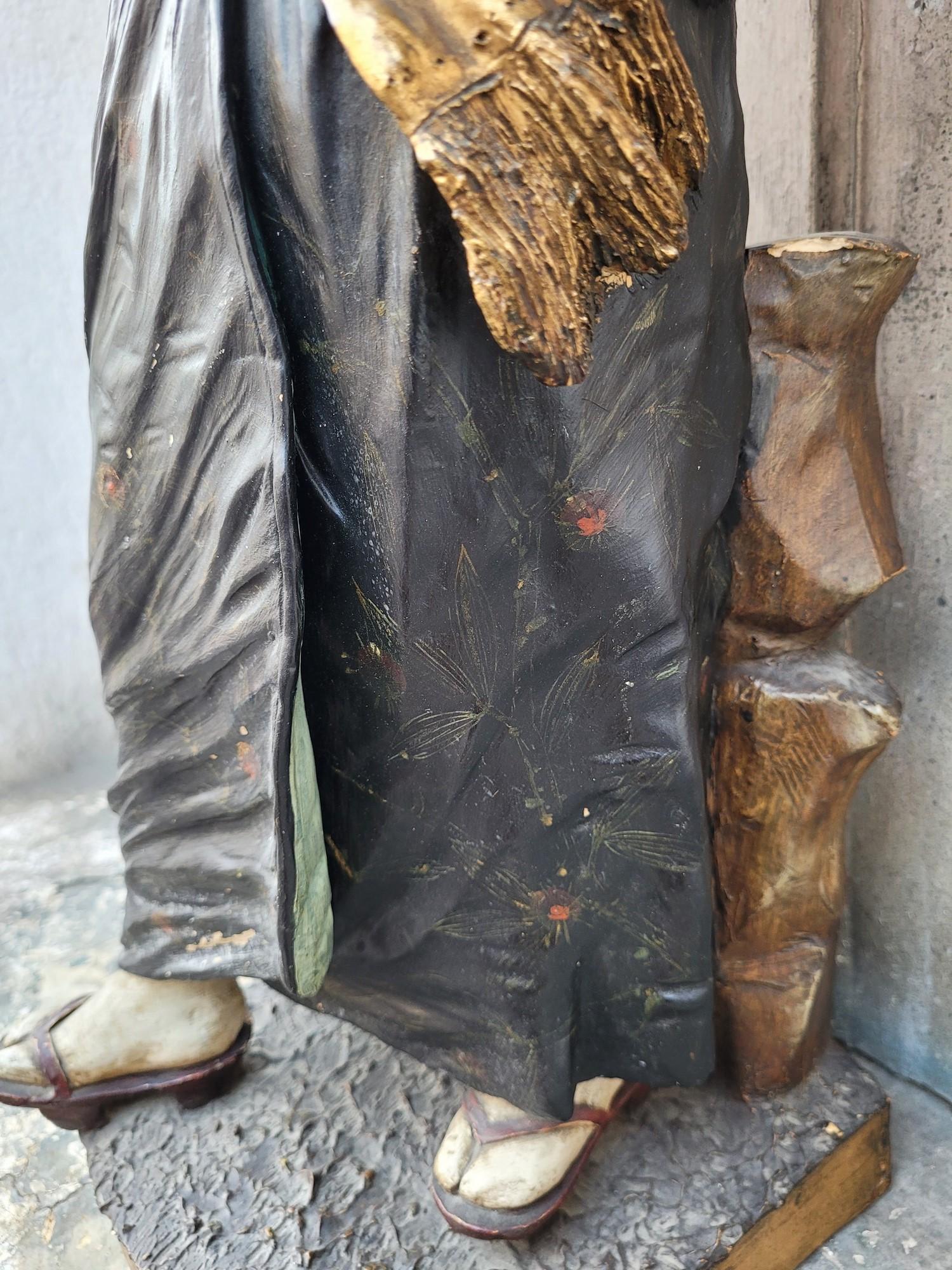 Att à Goldscheider, Sculpture japonaise en terre cuite peinte, XIXe siècle en vente 8