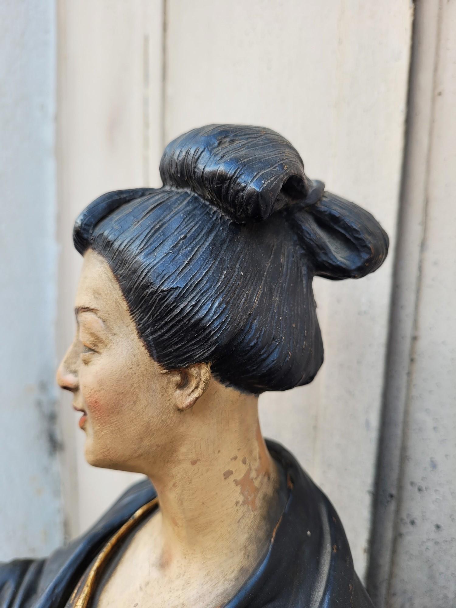 Att à Goldscheider, Sculpture japonaise en terre cuite peinte, XIXe siècle en vente 9