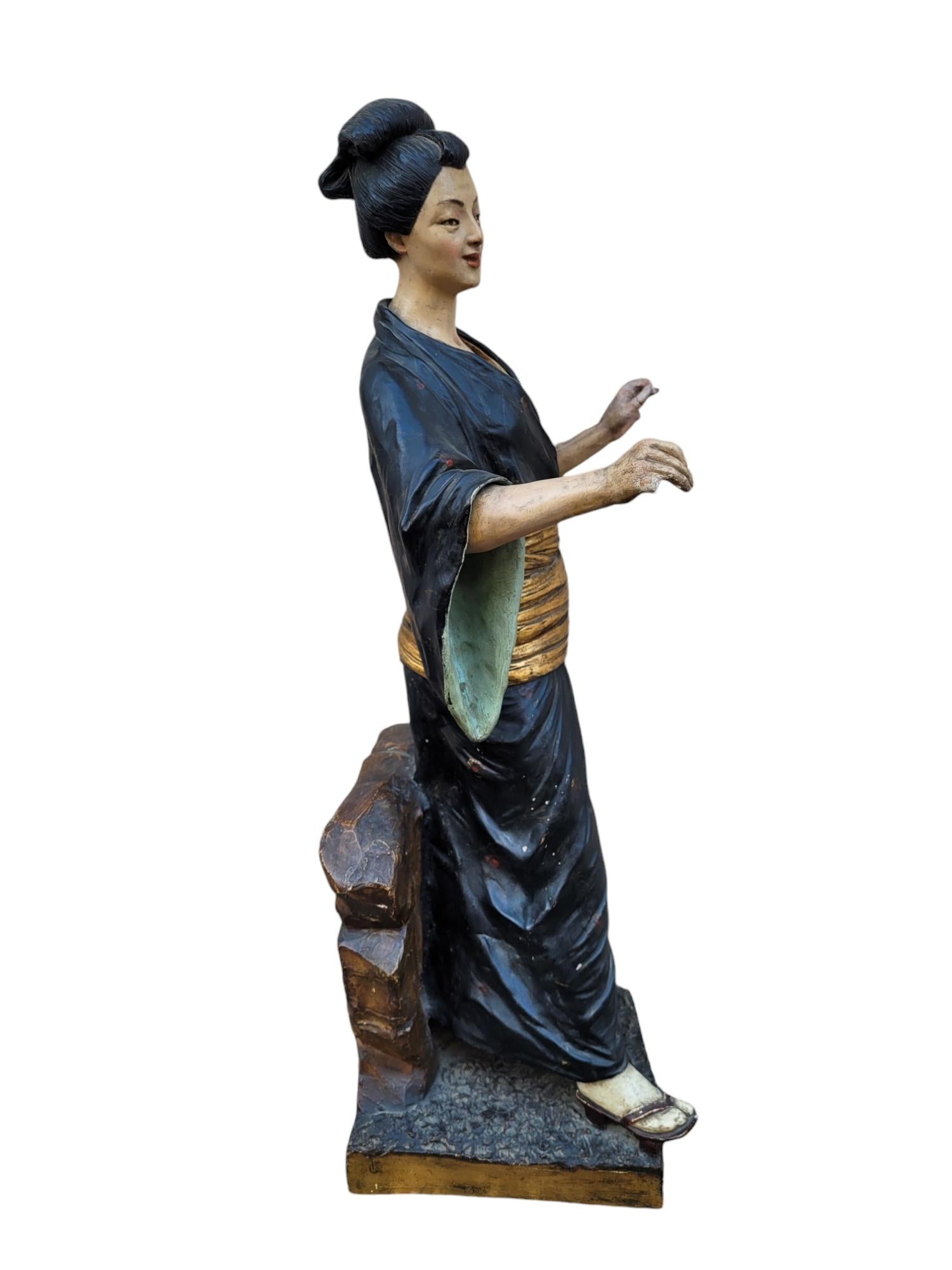 Att à Goldscheider, Sculpture japonaise en terre cuite peinte, XIXe siècle en vente 13