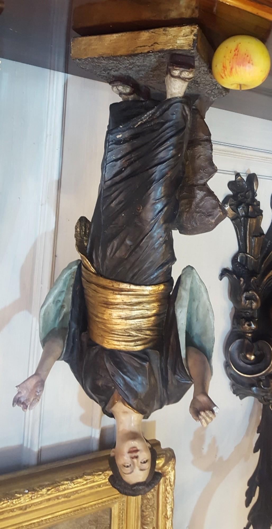 Terre cuite Att à Goldscheider, Sculpture japonaise en terre cuite peinte, XIXe siècle en vente