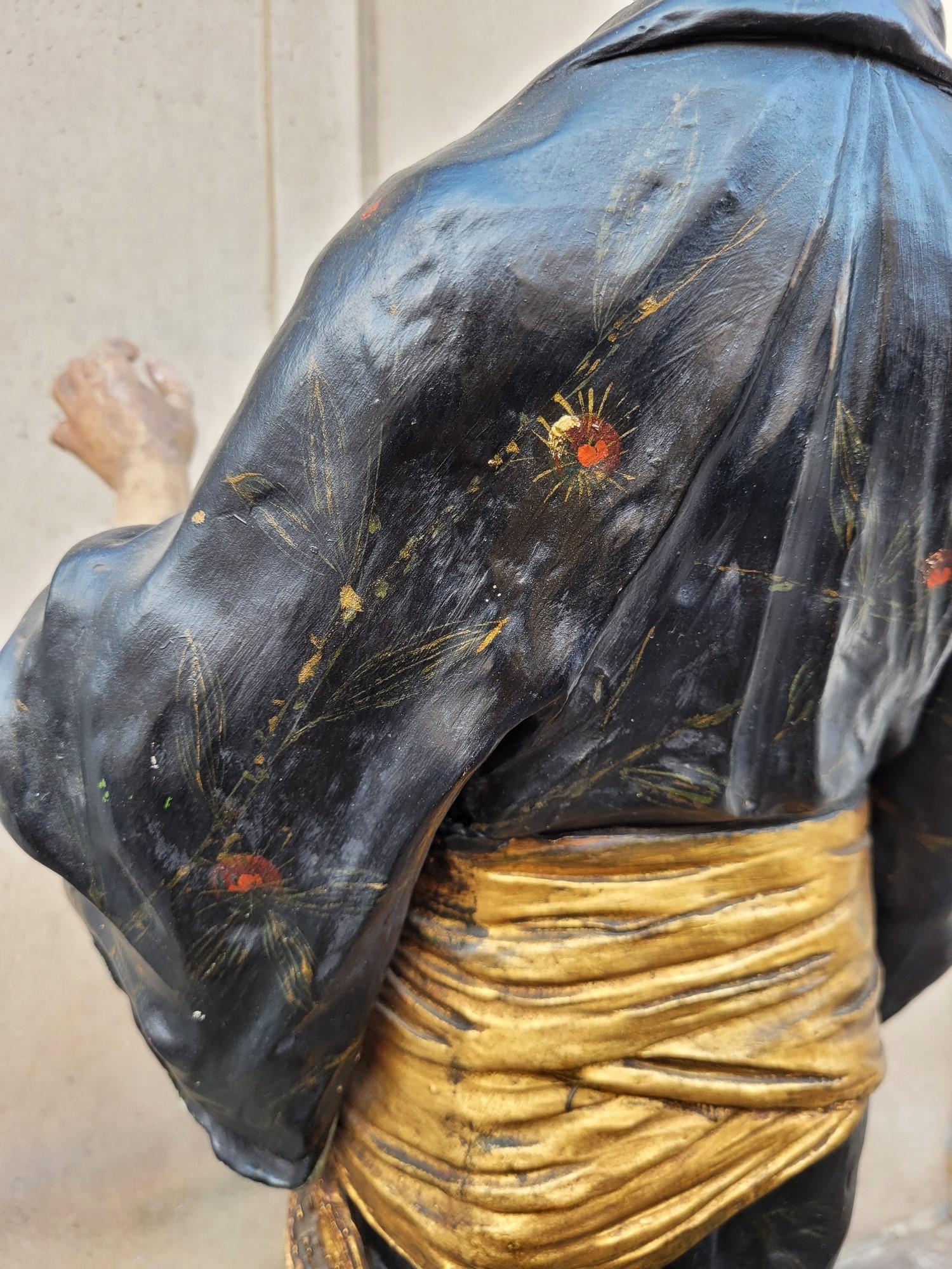 Att à Goldscheider, Sculpture japonaise en terre cuite peinte, XIXe siècle en vente 2