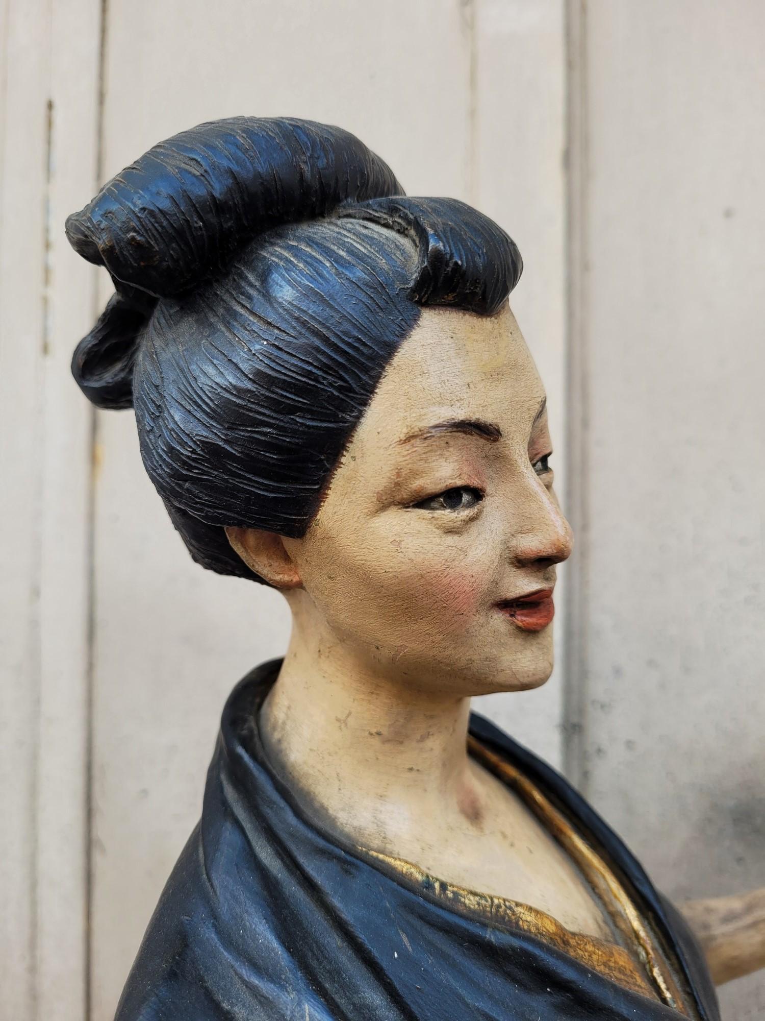 Att à Goldscheider, Sculpture japonaise en terre cuite peinte, XIXe siècle en vente 3