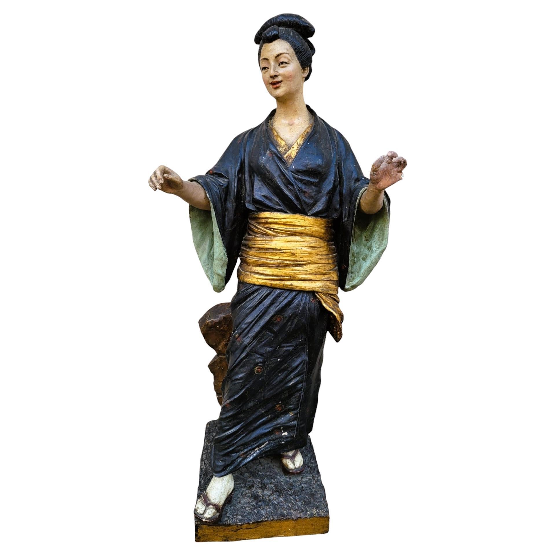 Att à Goldscheider, Japonés, Escultura de terracota pintada, Siglo XIX