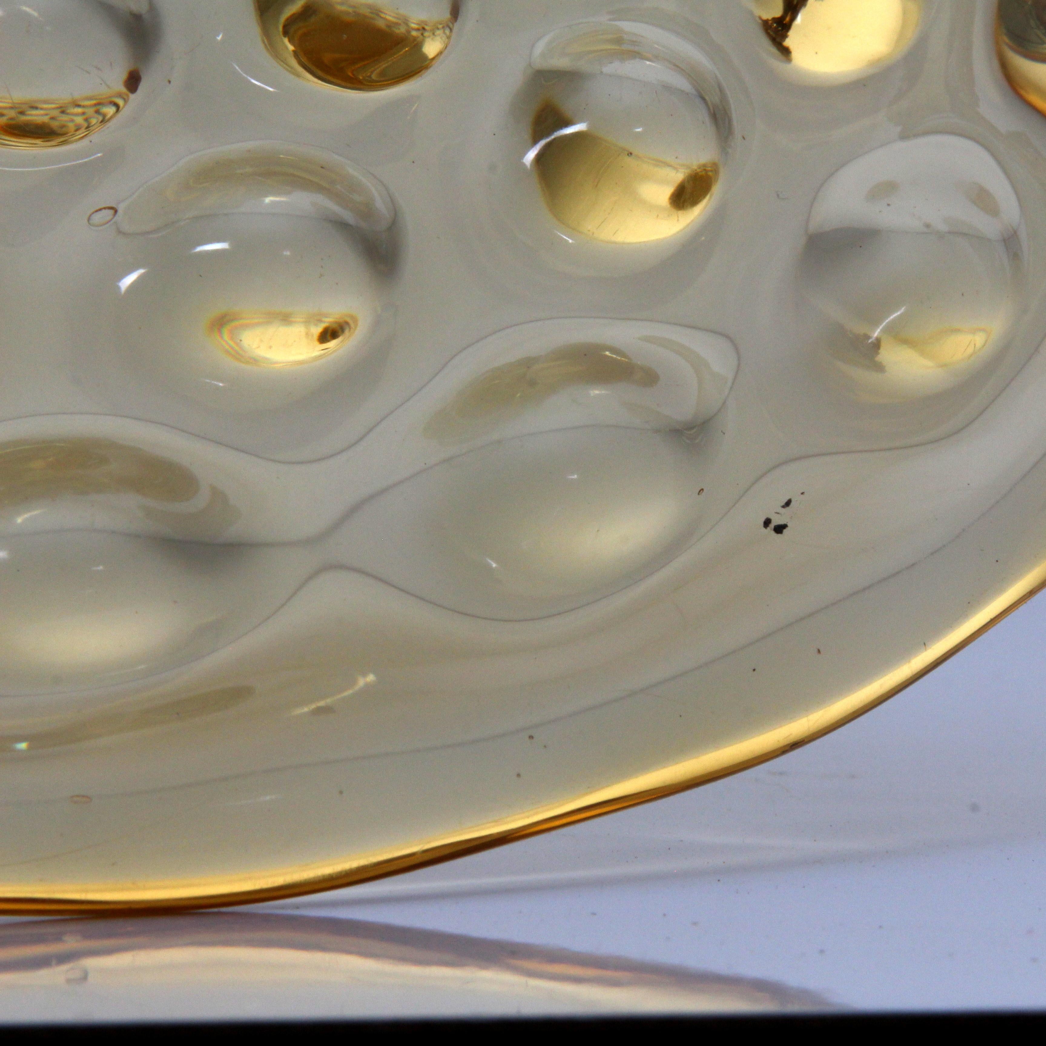  Barovier Seguso & Ferro Murano schweres Kunstglas Schale Honig Bernstein Italien  1940s  im Angebot 2